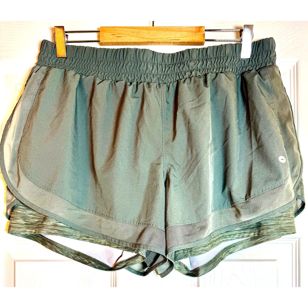 Avia Women's XL Olive Green Running Shorts with inner biker short lining